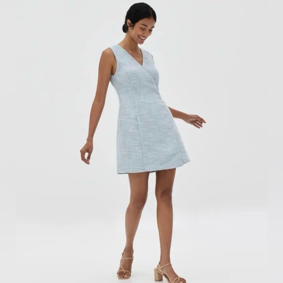 Tweed Wrap Dress in Baby Blue - Picture 1 of 6